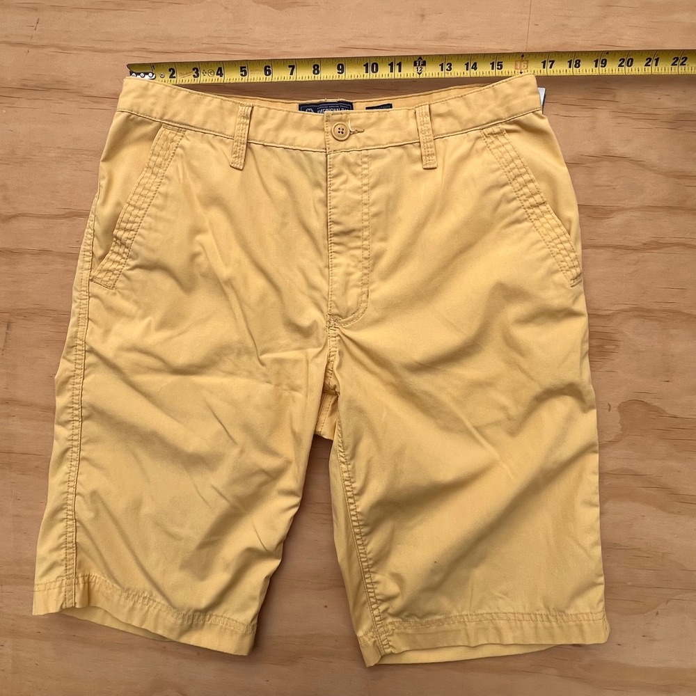 American Rag Mens Yellow Chino Shorts Size 33 Flat Front Cotton Blend Casual